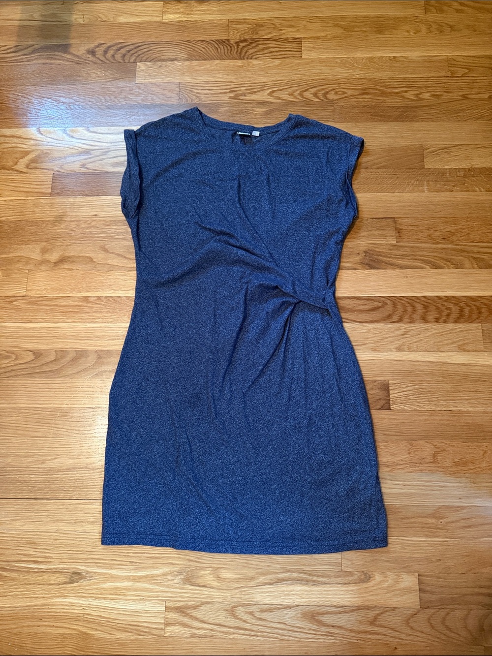 GAP Short Sleeve Dress with Gathered Waist in navy marl